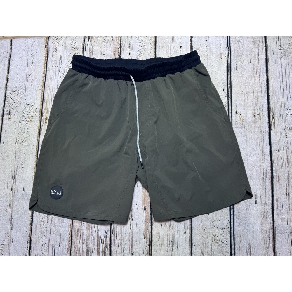 BYLT Men's Active Gym Shorts Linerless Olive Green Large‎